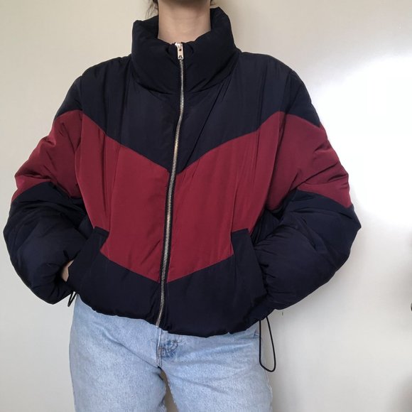 H&M Jackets & Blazers - Navy & Maroon Puffer Jacket